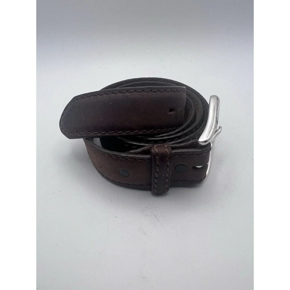 Justin Leather Belt Mens Sz 40 Top Grain Cowhide Made USA 247BD Silver Buckle